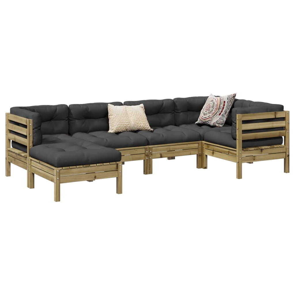 Set Divani da Giardino 6pz con Cuscini Legno Impregnato di Pino | homemem39