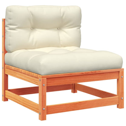 Set Divani Giardino 7 pz con Cuscini Marrone Cera Massello Pino | homemem39