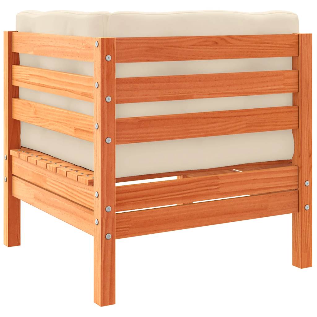 Set Divani Giardino 7 pz con Cuscini Marrone Cera Massello Pino | homemem39