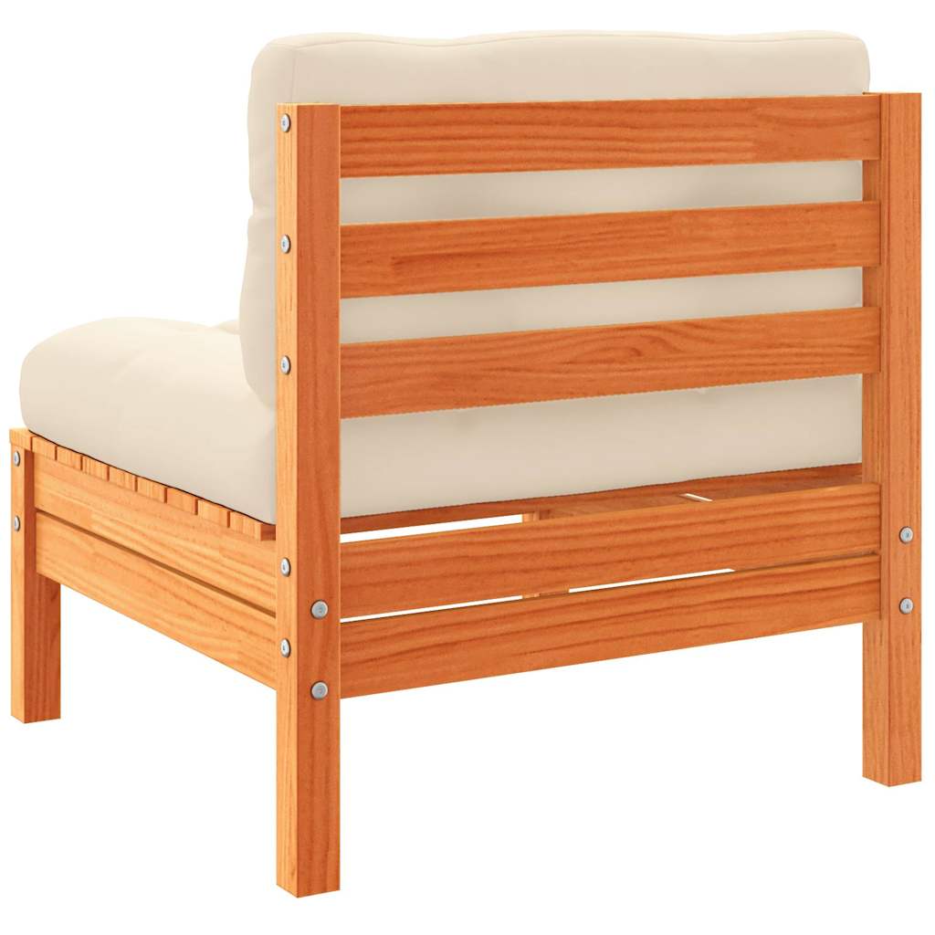 Set Divani Giardino 7 pz con Cuscini Marrone Cera Massello Pino | homemem39