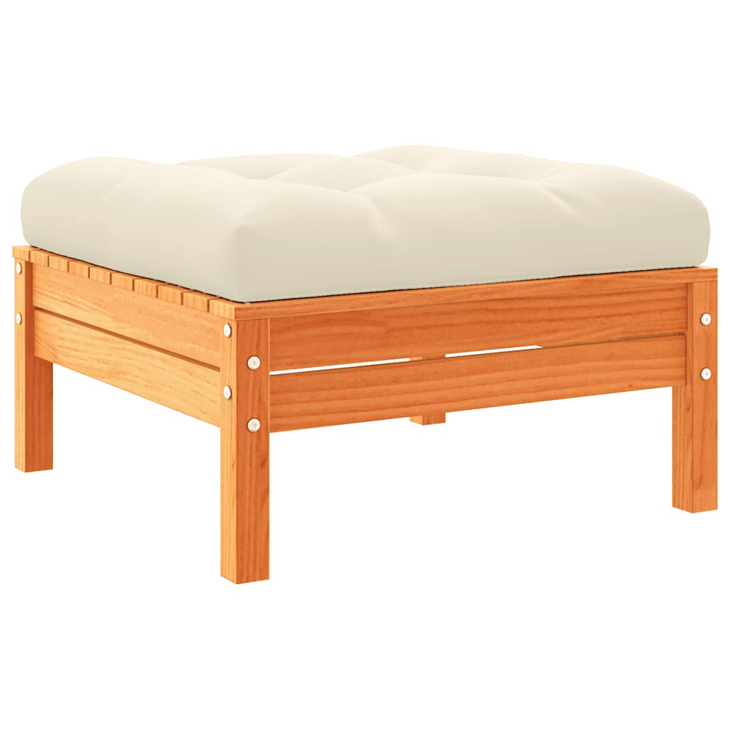 Set Divani Giardino 7 pz con Cuscini Marrone Cera Massello Pino | homemem39