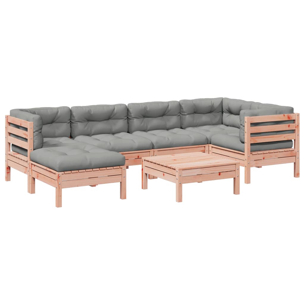 Set Divani Giardino 7 pz Cuscini Legno Massello Abete Douglas | homemem39