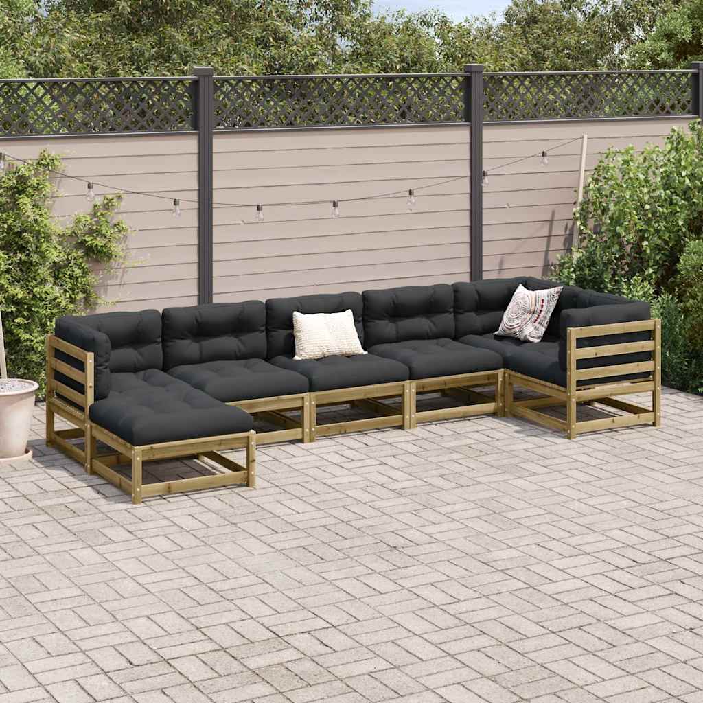 Set Divani da Giardino 7 pz in Legno Impregnato di Pino | homemem39