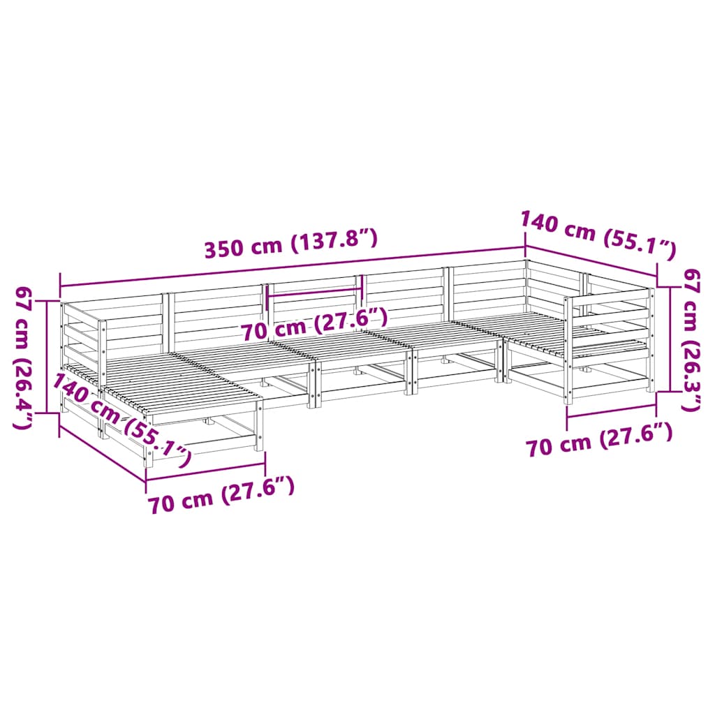 Set Divani da Giardino 7 pz in Legno Impregnato di Pino | homemem39