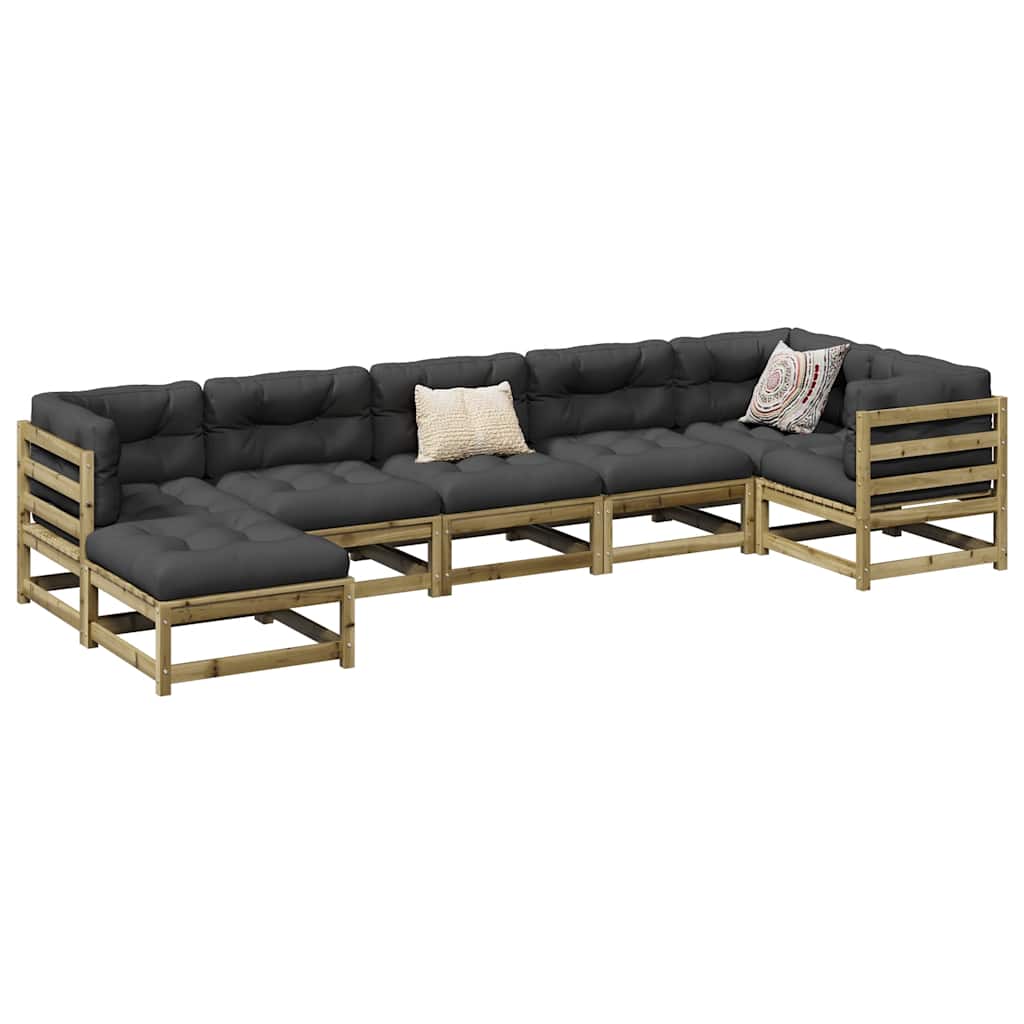 Set Divani da Giardino 7 pz in Legno Impregnato di Pino | homemem39