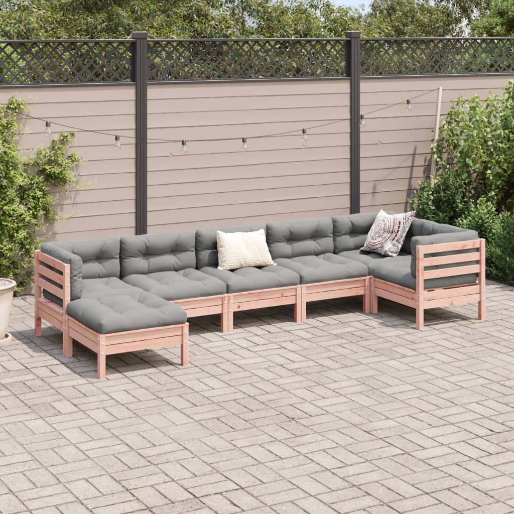 Set Divani Giardino 7 pz Cuscini Legno Massello Abete Douglas | homemem39