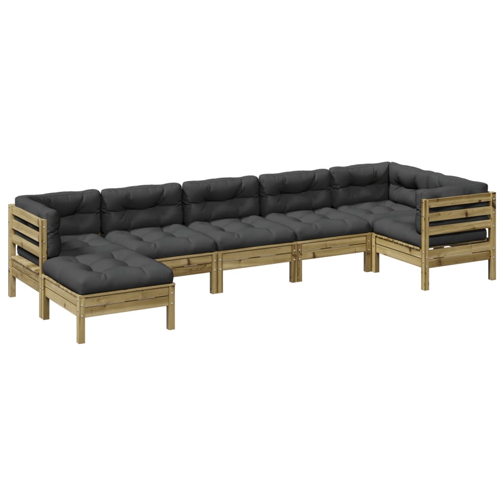 Set Divani da Giardino 7pz con Cuscini Legno Impregnato di Pino | homemem39