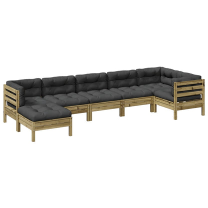 Set Divani da Giardino 7pz con Cuscini Legno Impregnato di Pino | homemem39