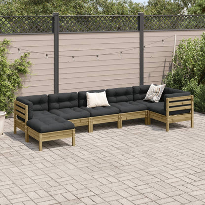 Set Divani da Giardino 7pz con Cuscini Legno Impregnato di Pino | homemem39