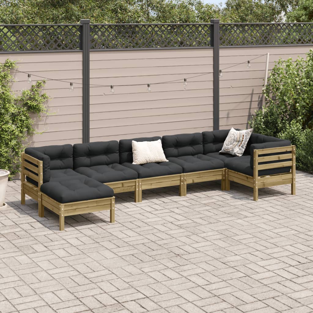 Set Divani da Giardino 7pz con Cuscini Legno Impregnato di Pino - homemem39