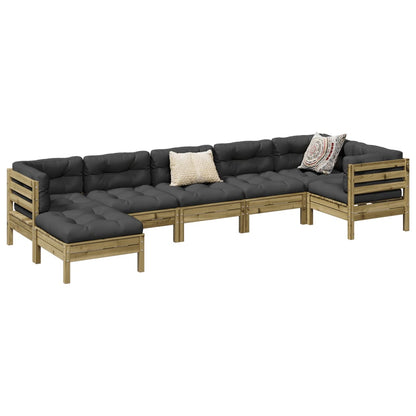 Set Divani da Giardino 7pz con Cuscini Legno Impregnato di Pino | homemem39