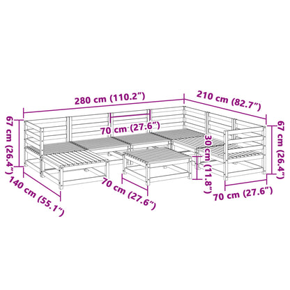Set Divani da Giardino 8 pz Marrone Cera Legno Massello Pino | homemem39