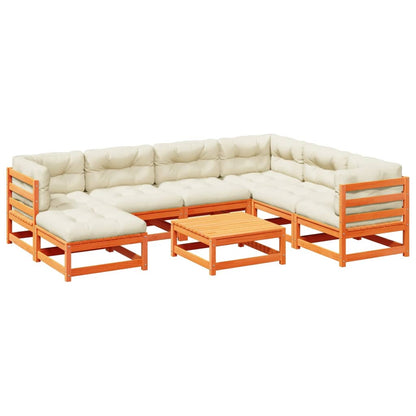 Set Divani Giardino 8 pz con Cuscini Marrone Cera Massello Pino - homemem39