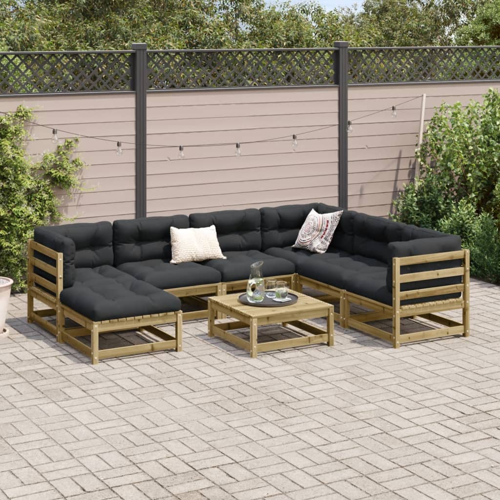 Set Divani da Giardino 8pz con Cuscini Legno Impregnato di Pino - homemem39