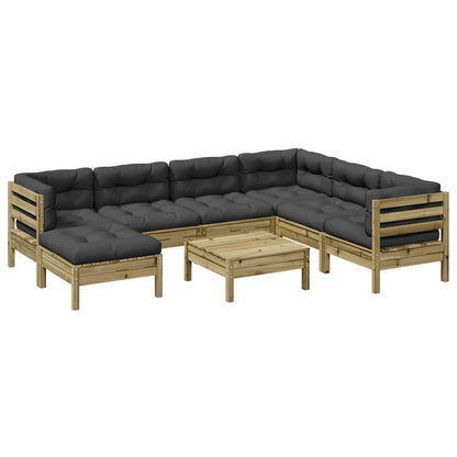 Set Divani da Giardino 8pz con Cuscini Legno Impregnato di Pino | homemem39