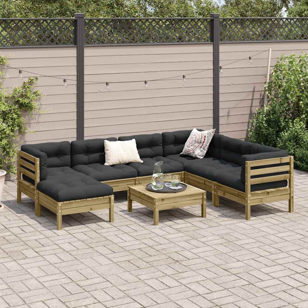 Set Divani da Giardino 8pz con Cuscini Legno Impregnato di Pino | homemem39