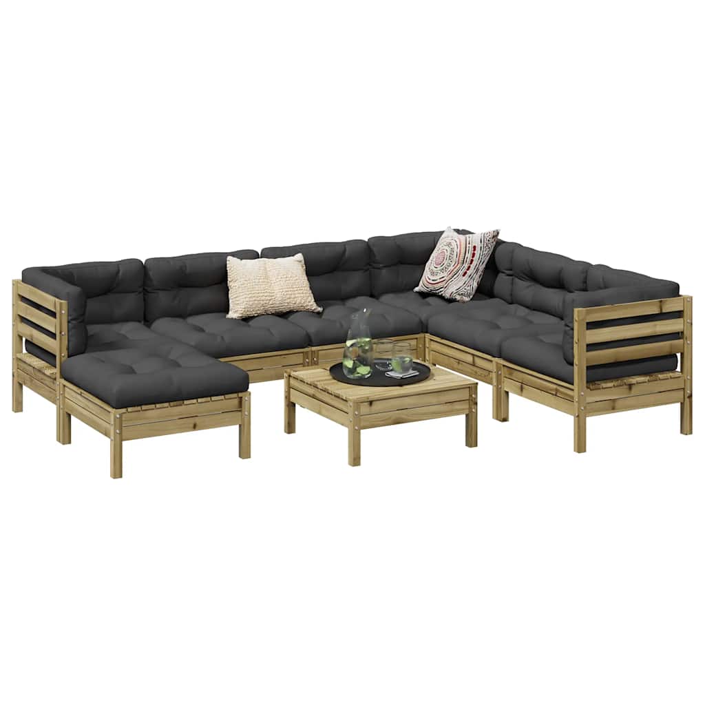 Set Divani da Giardino 8pz con Cuscini Legno Impregnato di Pino | homemem39