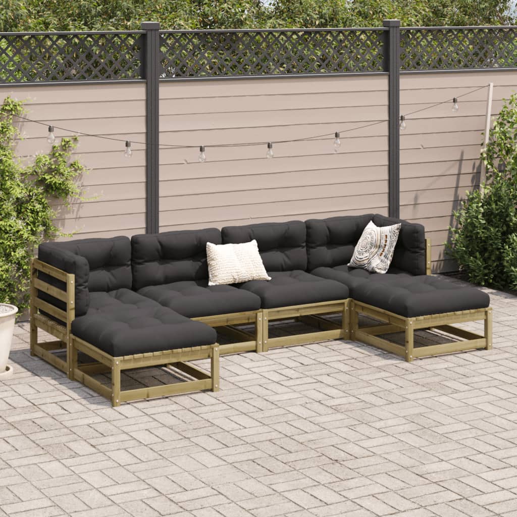 Set Divani da Giardino 6pz con Cuscini Legno Impregnato di Pino - homemem39