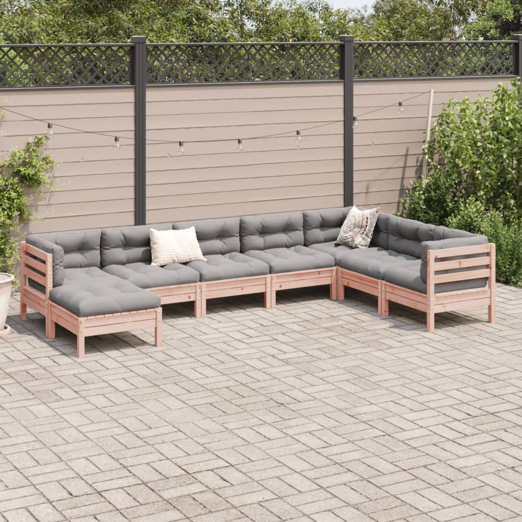 Set Divani da Giardino 8 pz con Cuscini Massello Abete Douglas | homemem39