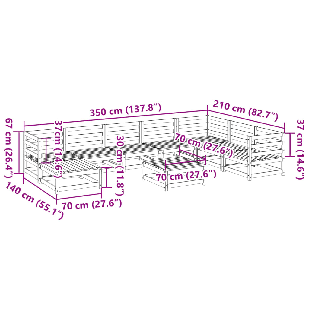 Set Divani da Giardino 9 pz in Legno Impregnato di Pino | homemem39