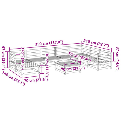Set Divani da Giardino 9 pz in Legno Impregnato di Pino | homemem39