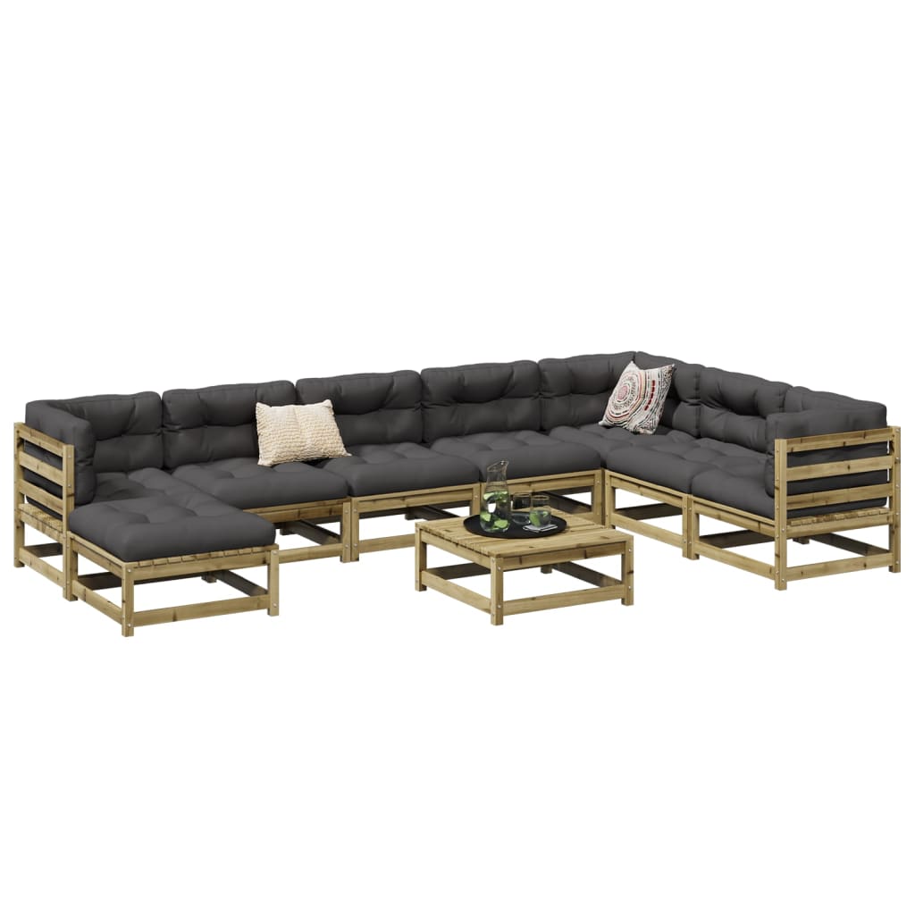 Set Divani da Giardino 9 pz in Legno Impregnato di Pino | homemem39