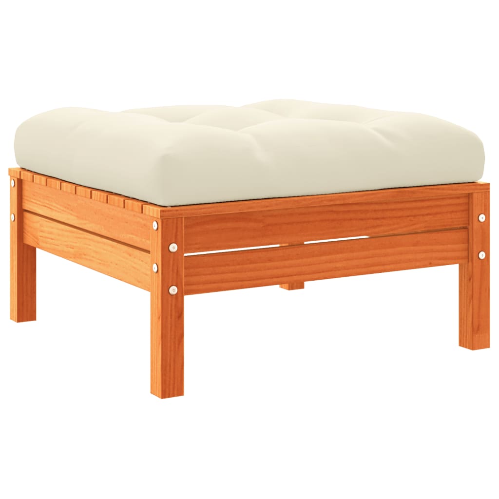 Set Divani Giardino 9 pz con Cuscini Marrone Cera Massello Pino | homemem39