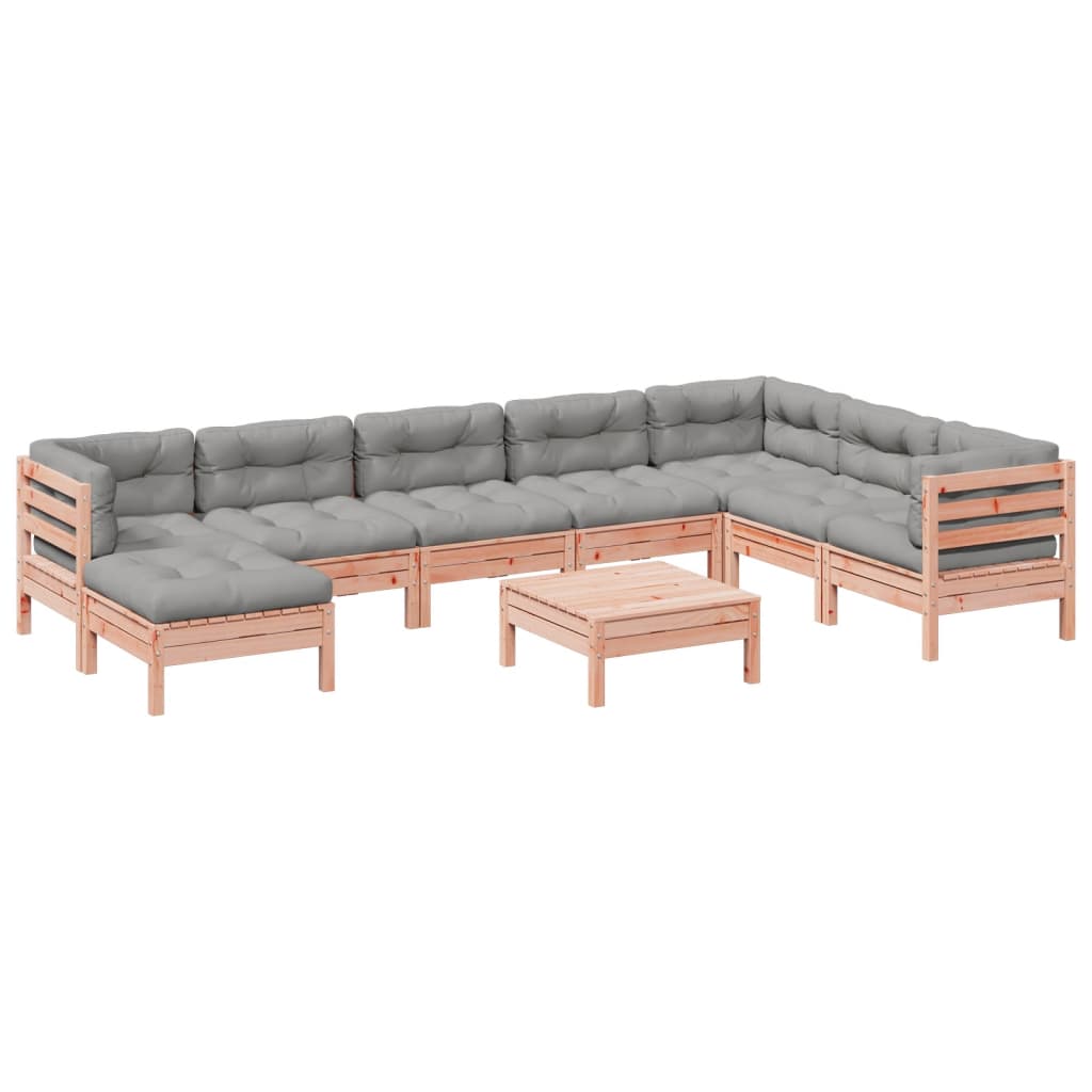 Set Divani Giardino 9 pz Cuscini Legno Massello Abete Douglas | homemem39