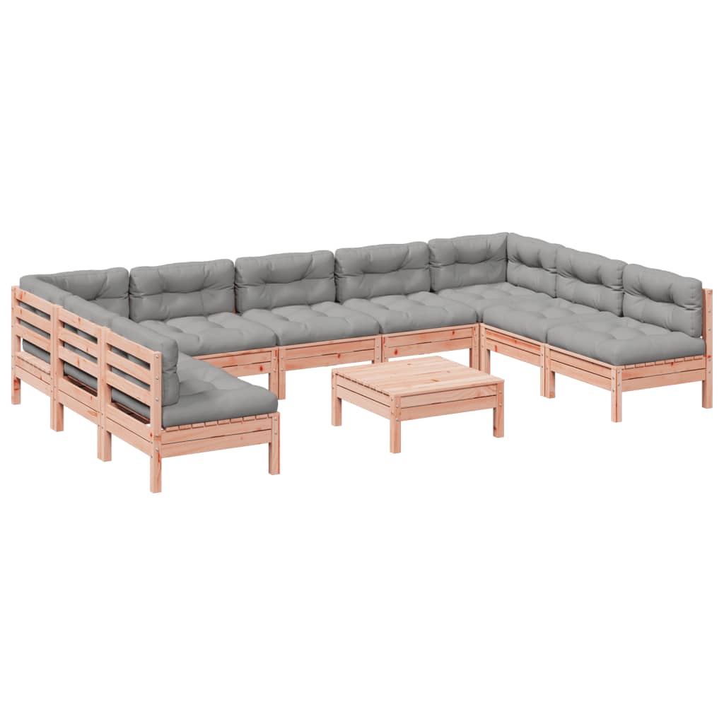 Set Divani Giardino 10 pz con Cuscini Massello Abete Douglas | homemem39