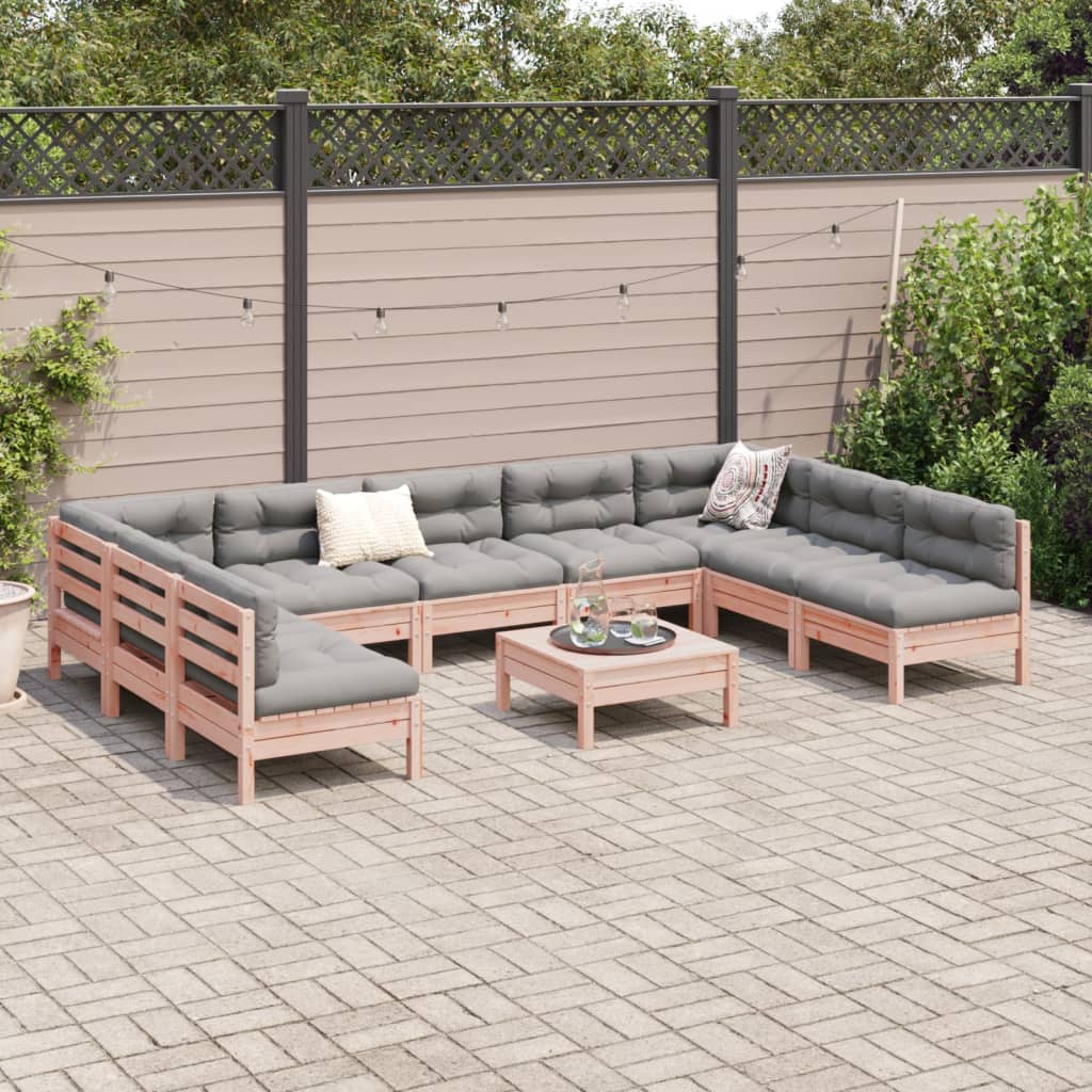 Set Divani Giardino 10 pz con Cuscini Massello Abete Douglas | homemem39