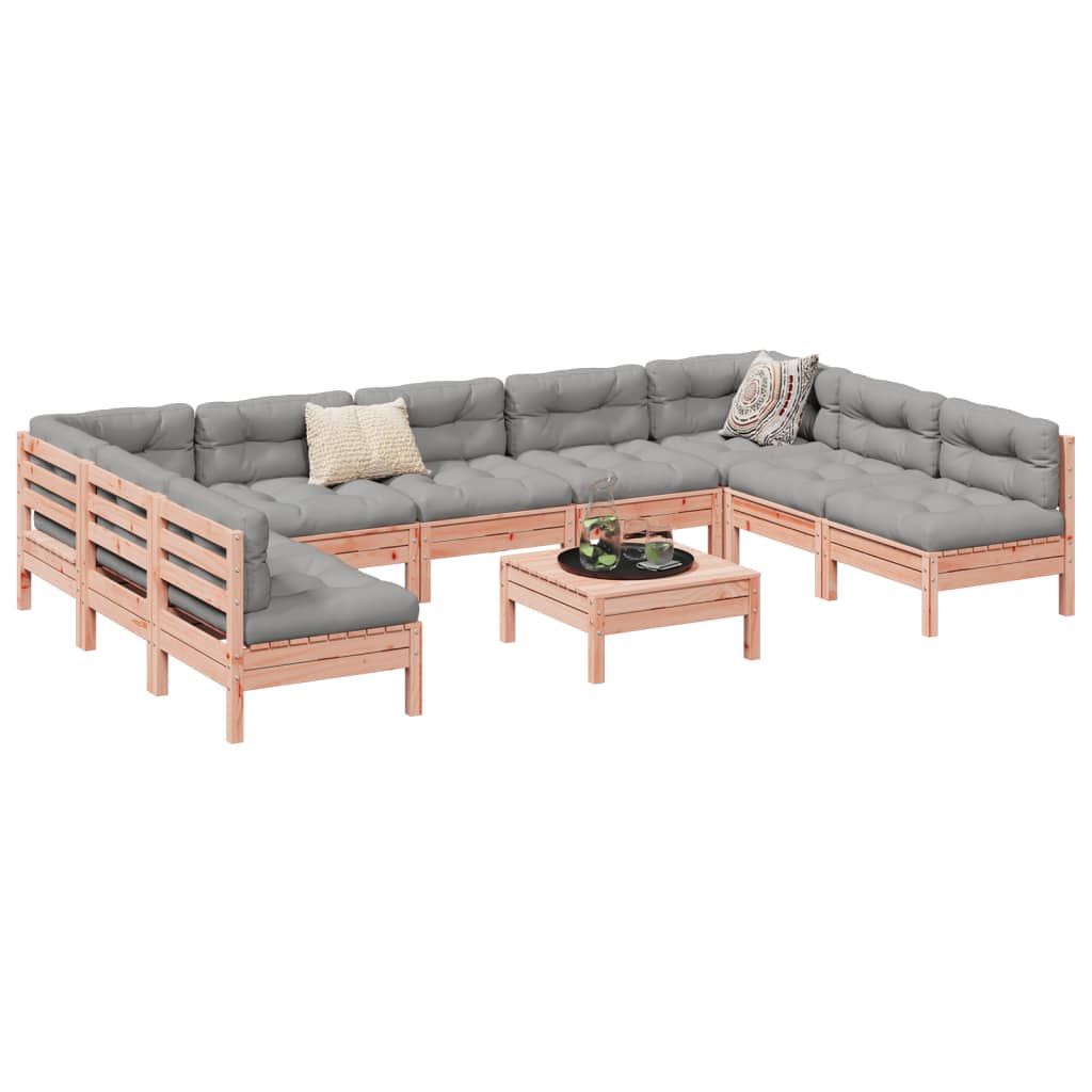 Set Divani Giardino 10 pz con Cuscini Massello Abete Douglas | homemem39