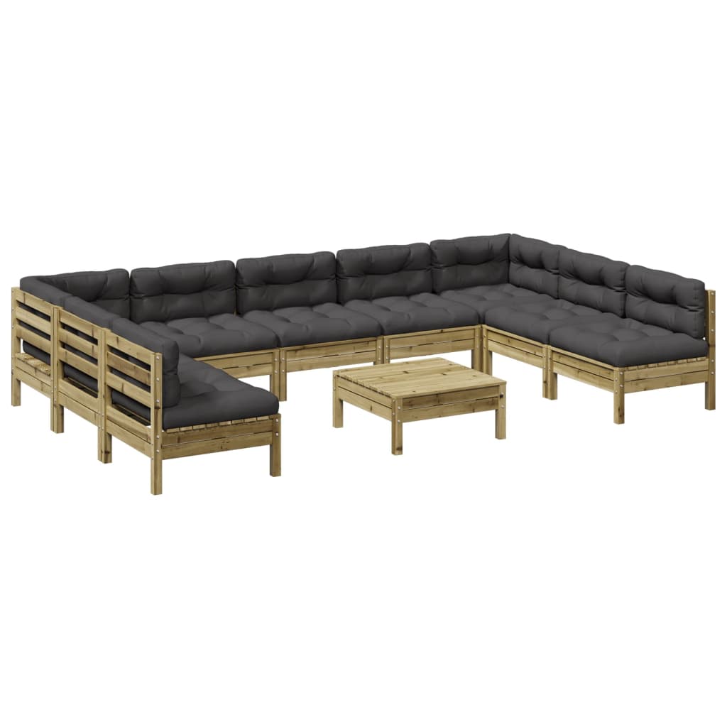 Set Divani Giardino 10 pz con Cuscini Legno Impregnato di Pino | homemem39