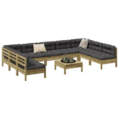 Set Divani Giardino 10 pz con Cuscini Legno Impregnato di Pino | homemem39