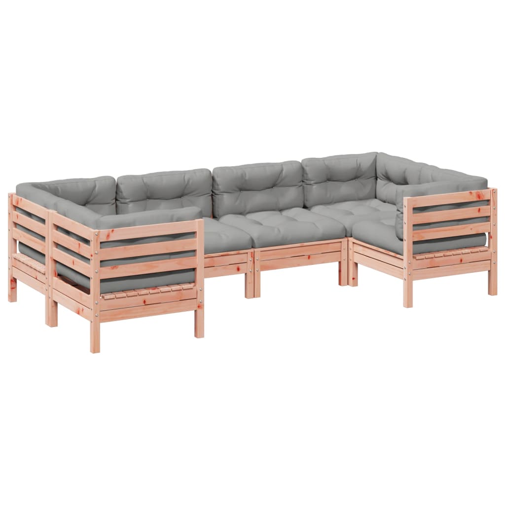 Set Divani Giardino 6 pz Cuscini Legno Massello Abete Douglas - homemem39