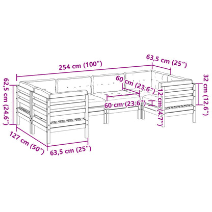 Set Divani Giardino 6 pz Cuscini Legno Massello Abete Douglas | homemem39