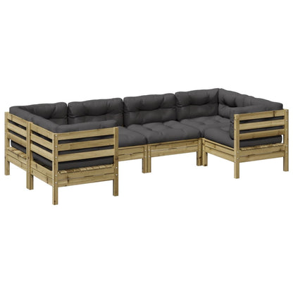 Set Divani da Giardino 6pz con Cuscini Legno Impregnato di Pino - homemem39