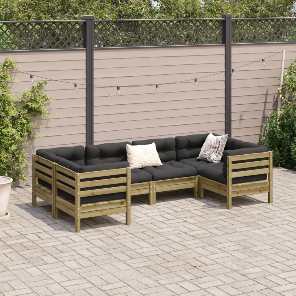 Set Divani da Giardino 6pz con Cuscini Legno Impregnato di Pino - homemem39