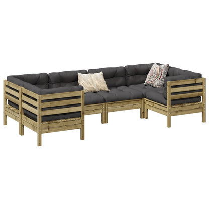 Set Divani da Giardino 6pz con Cuscini Legno Impregnato di Pino | homemem39