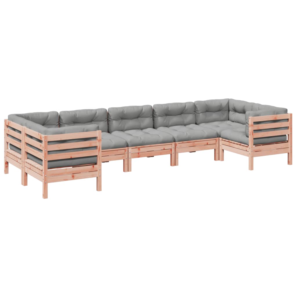 Set Divani Giardino 7 pz Cuscini Legno Massello Abete Douglas | homemem39