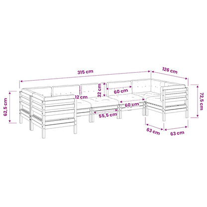 Set Divani Giardino 7 pz Cuscini Legno Massello Abete Douglas