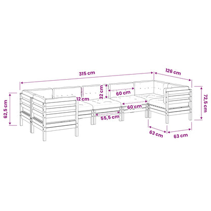 Set Divani Giardino 7 pz Cuscini Legno Massello Abete Douglas