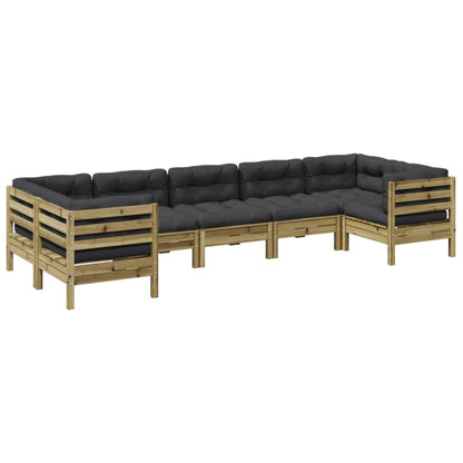 Set Divani da Giardino 7pz con Cuscini Legno Impregnato di Pino - homemem39