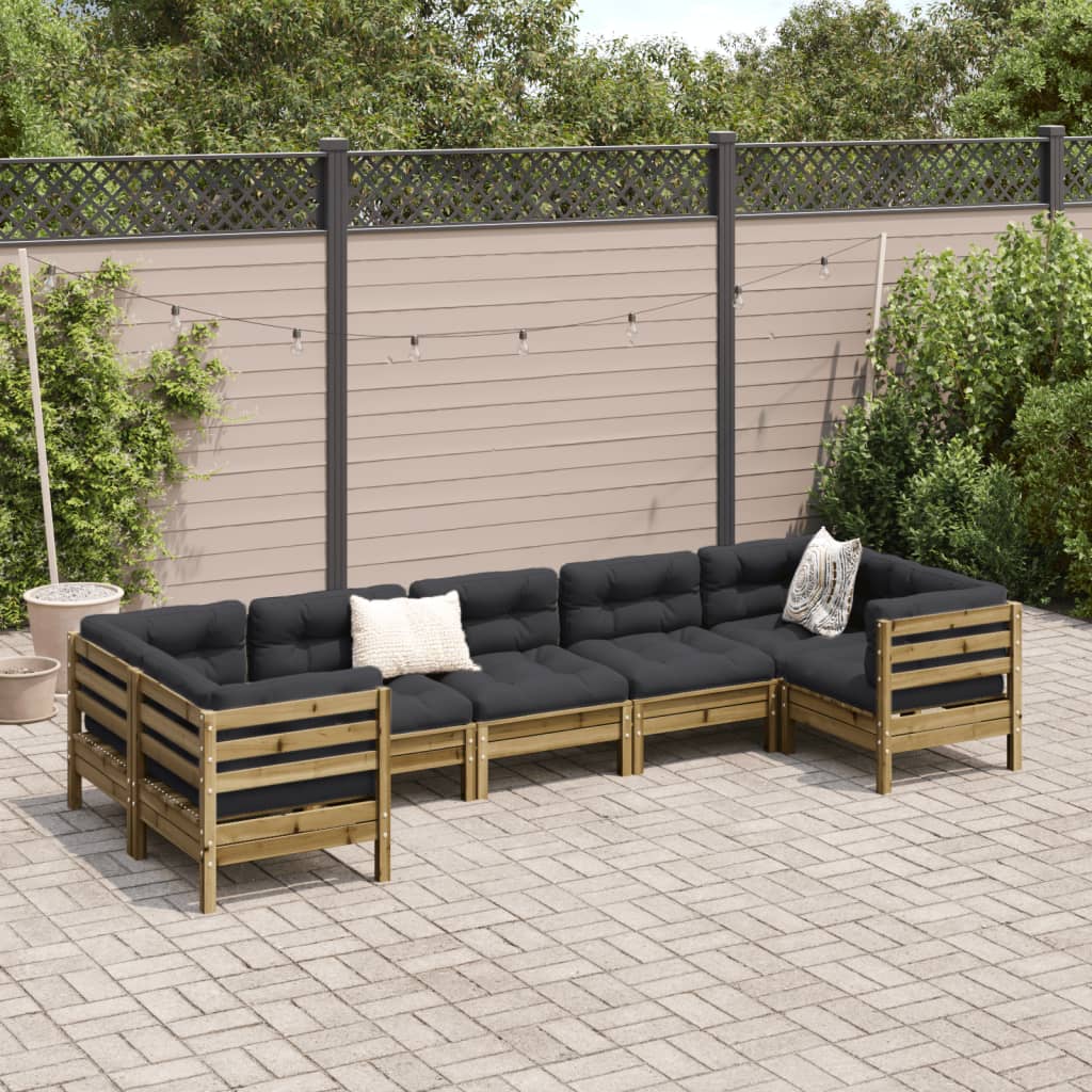 Set Divani da Giardino 7pz con Cuscini Legno Impregnato di Pino - homemem39