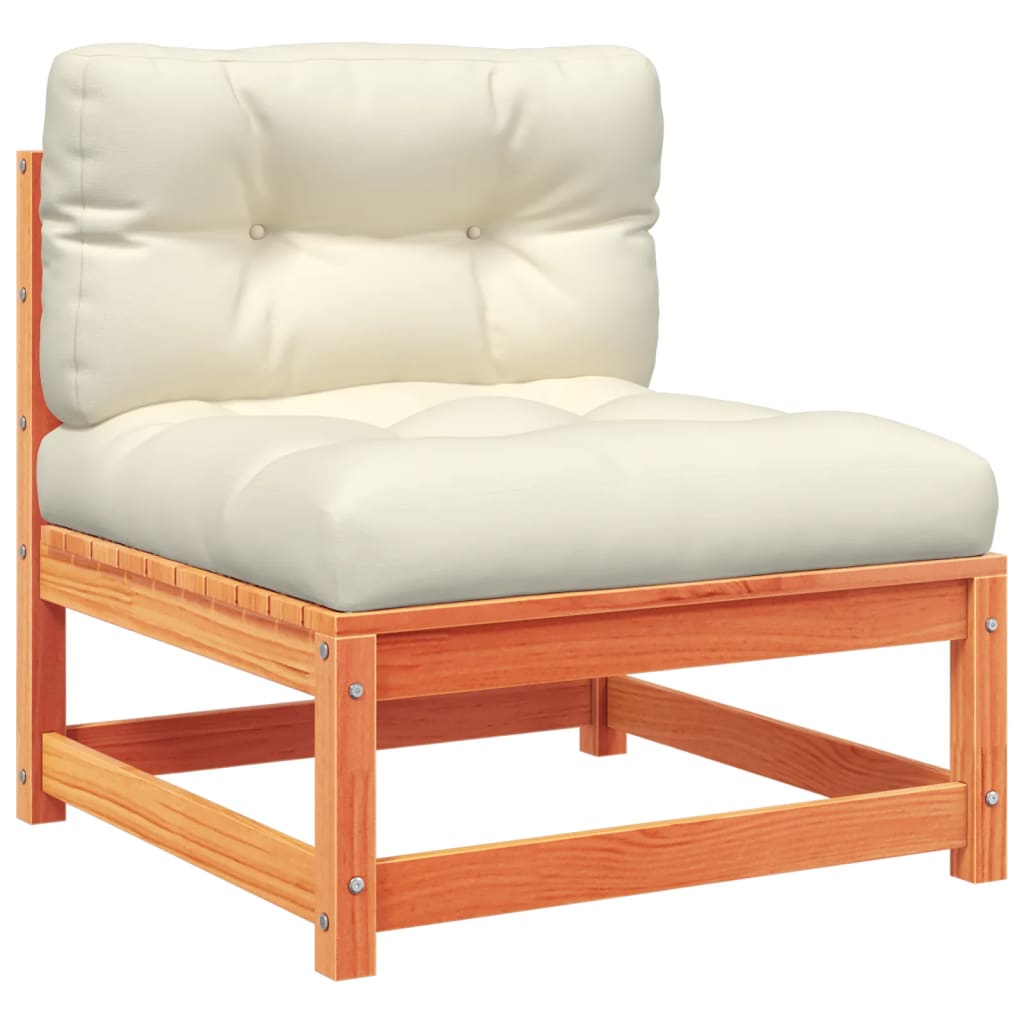Set Divani Giardino 9 pz con Cuscini Marrone Cera Massello Pino | homemem39