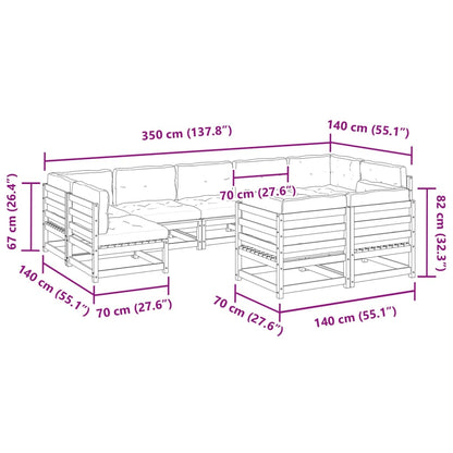 Set Divani Giardino 9 pz con Cuscini Marrone Cera Massello Pino | homemem39