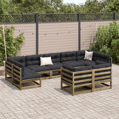 Set Divani da Giardino 9pz con Cuscini Legno Impregnato di Pino - homemem39