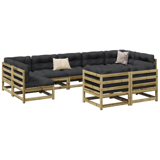 Set Divani da Giardino 9pz con Cuscini Legno Impregnato di Pino - homemem39