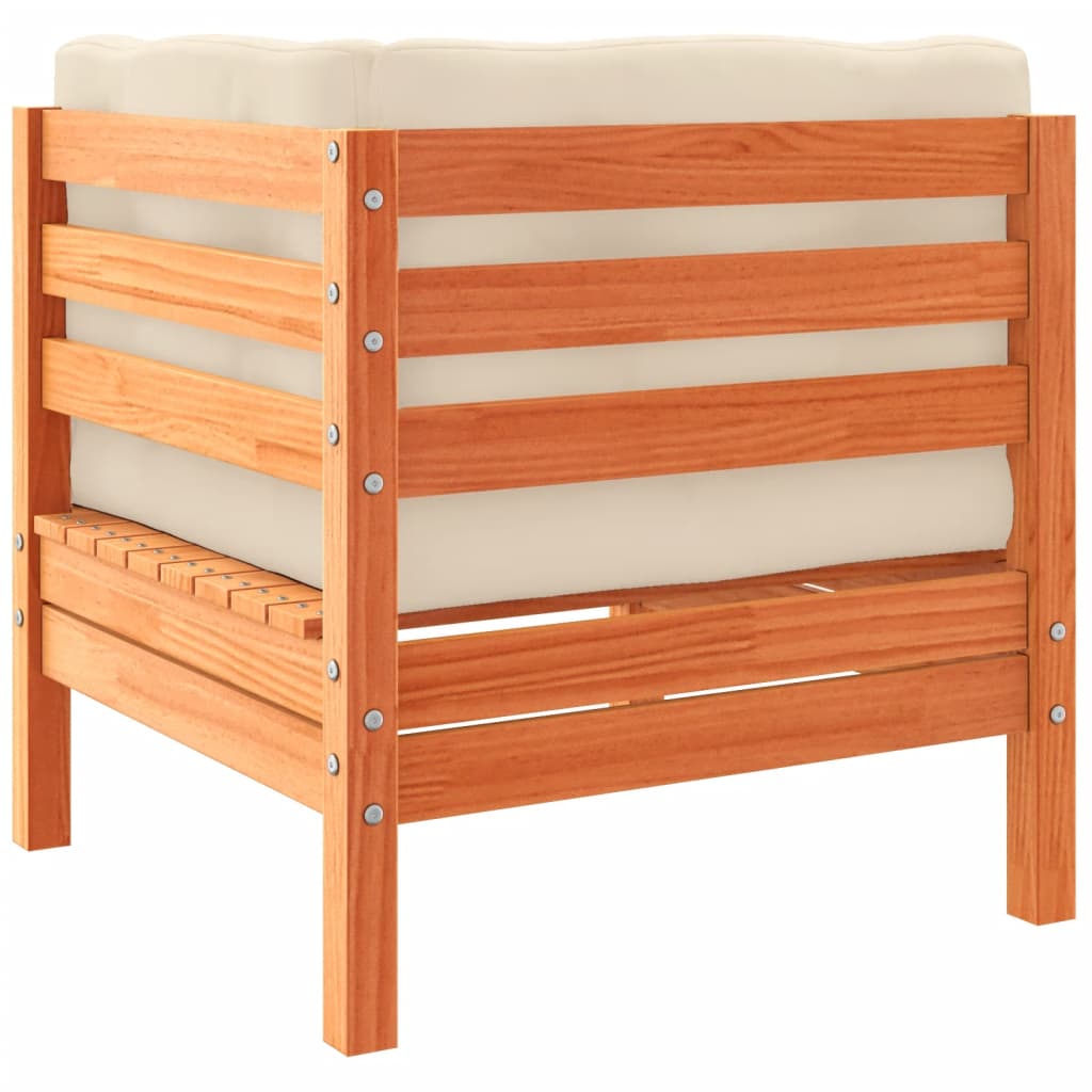 Set Divani Giardino 9 pz con Cuscini Marrone Cera Massello Pino - homemem39