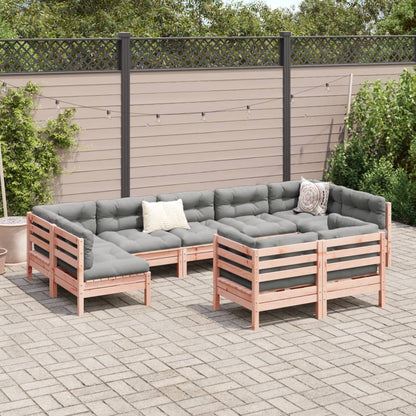 Set Divani Giardino 9 pz Cuscini Legno Massello Abete Douglas | homemem39