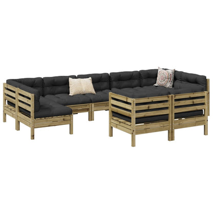 Set Divani da Giardino 9pz con Cuscini Legno Impregnato di Pino - homemem39